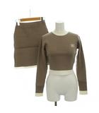 ダーリッチ Darich バイカラーケーブルニットセットアップ ニット セーター タイトスカート F ブラウンベージュ ケーブルニット バイカラー 長袖 ミニ丈 /AG ■OS