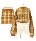 ダーリッチ Darich ツイードニットセットアップ セーター ミニスカート F キャメルブラウン ホワイト /ES ■OS