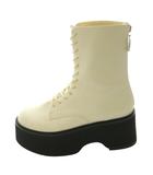 ダーリッチ Darich プラットフォームレザーブーツ ショート L アイボリー 黒 ブラック /SS ■OS