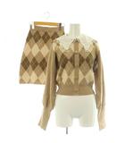 ダーリッチ Darich ビックカラーアーガイルチェックニット ミニスカート セットアップ F ベージュ /MY ■OS