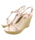 プラダ PRADA ウェッジソール サンダル ストラップ 36 ピンク ベージュ /SR