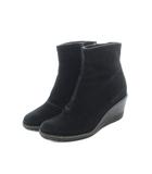 コールハーン COLE HAAN RAYNA BOOTIE ブーティ ショートブーツ 6B 23cm 黒 ブラック スエード ウェッジヒール ジッパー開閉 ウォータープルーフ /RI ■OS