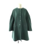イエナ IENA アンゴラビーバーデザインスリーブコート ノーカラー ロング 36 グリーン /HK ■OS