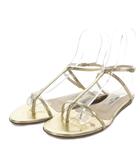 ジミーチュウ JIMMY CHOO サンダル フラット アンクルストラップ レザー 37.5 ゴールド色 /YO15