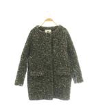 スローブ イエナ SLOBE IENA ノーカラーコート ツイード ニット ブラック /MY ■OS
