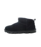 アグ オーストラリア UGG australia エッセンシャル ミニ ムートンブーツ ショートブーツ US7 24cm 黒 ブラック 足首丈 プルタブ付き 厚底ソール /RI ■OS