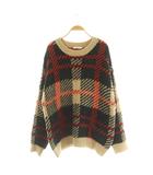 フリークスストア FREAKS STORE チェックニットプルオーバー セーター 長袖 オーバーサイズ F ベージュ /MY ■OS