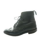 トリッカーズ TRICKER'S ウィングチップブーツ ショート レザー 9.5 黒 ブラック /SS ■OS