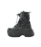 ヨースケ YOSUKE 厚底レースアップブーツ ショートブーツ レザー 本革 S 22.5cm 黒 ブラック 厚底 レースアップ /RI ■OS