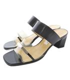 セリーヌ CELINE レザー クリア サンダル ミュール 36.5 黒 ブラック /SR