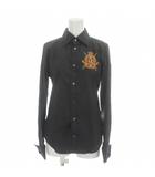 ラルフローレン RALPH LAUREN シャツ 19 黒 ブラック 長袖 刺繍エンブレム レギュラーカラー /AG ■OS