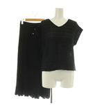 ウィルセレクション WILLSELECTION レースニット×スカートセットアップ 半袖 ロング M ブラック /MY ■OS ■SH