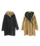 マックスマーラステュディオ Max Mara Studio リバーシブル コート ミドル丈 38 ベージュ ブラック /HK ■OS