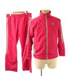アディダス adidas トラックジャケット パンツ セット ジャージ ライン M ピンク グレー /CX ■OS