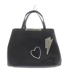 ゲス GUESS ハンドバッグ ワッペン レザー ショルダーバッグ 2way 黒 ブラック /SR