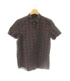 半袖シャツ 薔薇柄 36 紺 ネイビー 赤 レッド /SS ■OS