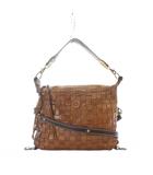 アインソフ Ain Soph ショルダーバッグ ハンドバッグ レザー 本革 茶色 ブラウン 編み込み 2WAY タッセル /RI ■OS