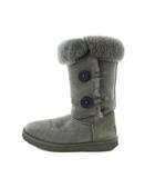 アグ オーストラリア UGG australia ムートンブーツ US7 24cm グレー ボタン付き ファー付き ミドル丈 /RI ■OS