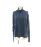 タートルネックカットソー Tシャツ 総柄 M 紺 ネイビー /SS ■OS