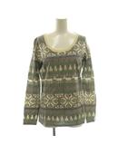 ノルディック柄 カットソー Tシャツ 長袖 M マルチカラー グレー アイボリー /SS ■OS