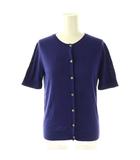 水玉 半袖カーディガン ニット M ブルーパープル /DF ■OS