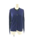 花ボタンニットカーディガン セーター M 紺 ネイビー 黒 ブラック /SS ■OS