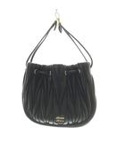 ミュウミュウ miumiu マテラッセ ナッパレザー ハンドバッグ 巾着型 ロゴ ワンカラー TU 黒 ブラック 5ND022 /BB ■OH