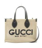 グッチ GUCCI 日本限定 プリントミニトートバッグ 2WAY ハンド ショルダー キャンバス レザー ロゴ ベージュ 黒 ブラック 772144 /BB ■OH