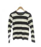 アニエスベー agnes b. Tシャツ 3 黒 ブラック 白 オフホワイト ボーダー柄 丸首 長袖 /AG ■OS