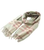 バーバリー BURBERRY マフラー カシミヤ チェック柄 フリンジ 168×30cm グレー ピンク /MI ■OS