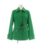 ポールスチュアート PAUL STUART ステンカラージャケット ショートコート 比翼ボタン ベルト付 6 グリーン /MY ■OS