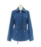 ポールスチュアート PAUL STUART ステンカラージャケット ショートコート 比翼ボタン ベルト付 6 ブルー /MY ■OS