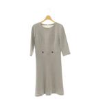 クレージュ courreges 七分袖 ワンピース 総柄 9AR ブラック ホワイト /ES ■OS