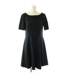 トッカ TOCCA 半袖 タックワンピース ひざ丈 0 ブラック /DF ■OS