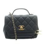 シャネル CHANEL マトラッセ ビジネスアフィニティバッグ スモール ココマーク 2WAY ハンド ショルダー ロゴ キャビアスキン チェーン バイカラー 紺 ネイビー 20番台 /BB ■OH