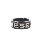 ディーゼル DIESEL 指輪 ロゴ リング 14号 シルバー色 黒 ブラック /SR