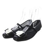 サルヴァトーレフェラガモ Salvatore Ferragamo バレリーナシューズ フラット ガンチーニ メッシュ スクエアトゥ ストラップ 6C ブラック /YO5