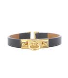 エルメス HERMES ミニ リヴァル レザーブレスレット 黒 ブラック 刻印B /SR ■OH