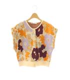 ザラ ZARA 花柄 ニット ベスト S ライトベージュ マルチカラー /ES ■OS