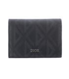 ディオール Dior CDダイヤモンドキャンバス カードホルダー 名刺入れ 黒 ブラック 紺 ネイビー /SR ■OH