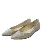 ジミーチュウ JIMMY CHOO パンプス フラット ポインテッドトゥ ラメ レザー 34 シルバー色 /YO22