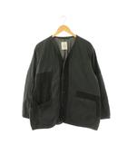 パドカレ pas de calais 3287 24SS SDC pour PDC マルチファブリックパッチワーク ノーカラージャケット オーバーサイズ リネン混 36 チャコールグレー ブラック /ES ■OS
