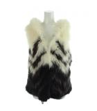 スタニングルアー STUNNING LURE ベスト フォックスファー 毛皮 2 アイボリー 茶 ブラウン ノースリーブ /AB ■OS