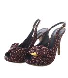 ルイヴィトン LOUIS VUITTON サンダル ピンヒール 花柄 リボンモチーフ ストラップ 34 ボルドー /YO11