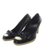 シャネル CHANEL パンプス ハイヒール リボンモチーフ エナメルレザー 23.5cm ブラック /YO10