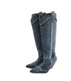 ザラ ZARA ロングブーツ ウエスタンブーツ ポインテッドトゥ デニム 35 23.0cm 青 3051/210/400 /MI ■OS ■SH