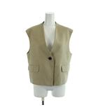 グリーンレーベルリラクシング ユナイテッドアローズ green label relaxing スラブオックス ジレ ベスト ベージュ 無地 Vネック ノースリーブ /AB ■OS