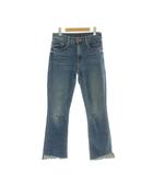 マザー mother the insider crop step fray デニム ジーンズ ストレート カットオフ 25 インディゴ /CX ■OS