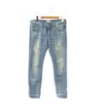レッドカード RED CARD クラッシュ加工スキニーデニムパンツ ジーンズ S ライトブルー ウォッシュ加工 A13506 /OK ■OS ■SH