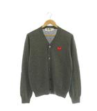 プレイコムデギャルソン PLAY COMME des GARCONS ハート WOOL CARDIGAN カーディガン Vネック ウール AD2020 S グレー /CX ■OS